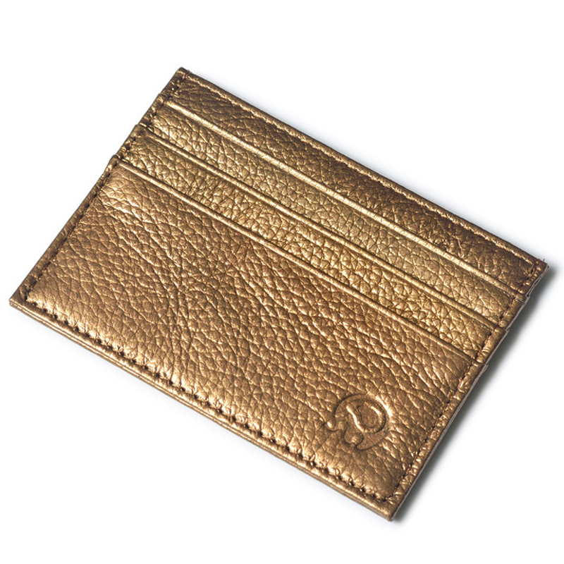 WALLET Small leather credit card wallet - Gold
