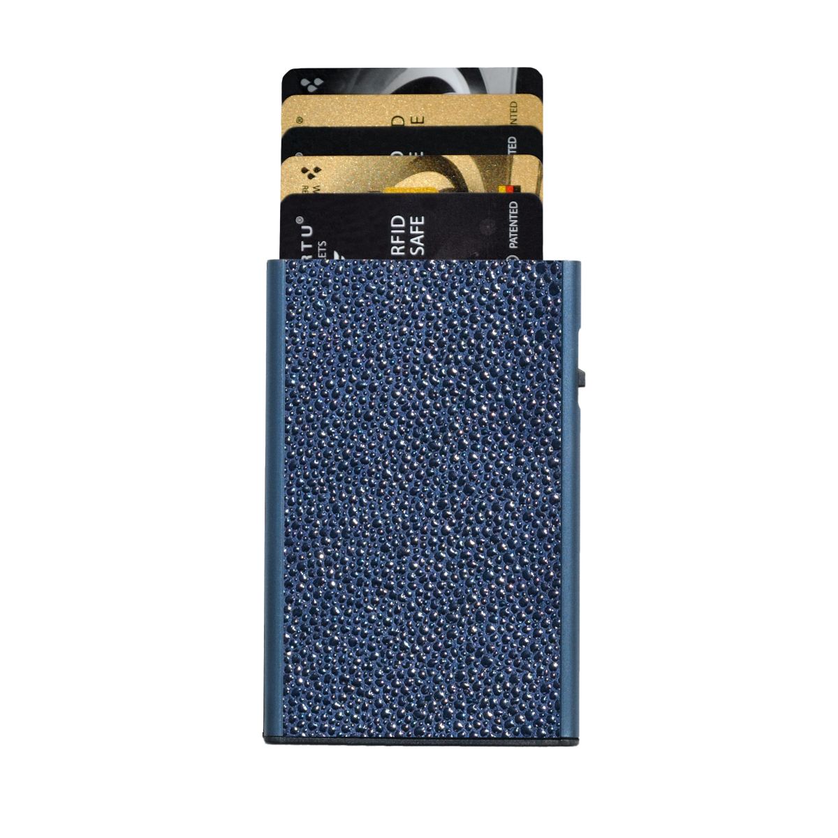 TRU VIRTU Card Case Click n Slide Wallet - Sting Ray Blue