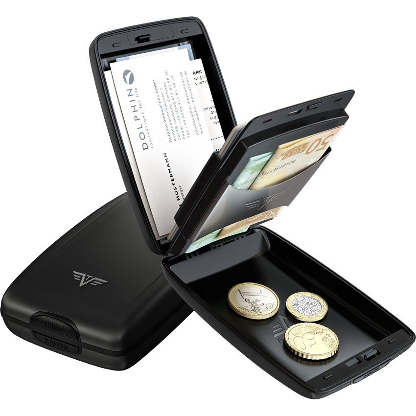 TRU VIRTU Aluminum Wallet Oyster Cash & Cards - Black