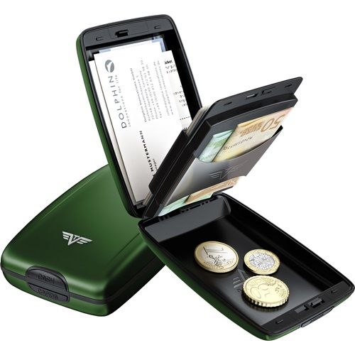 TRU VIRTU Aluminum Wallet Oyster Cash & Cards - Green
