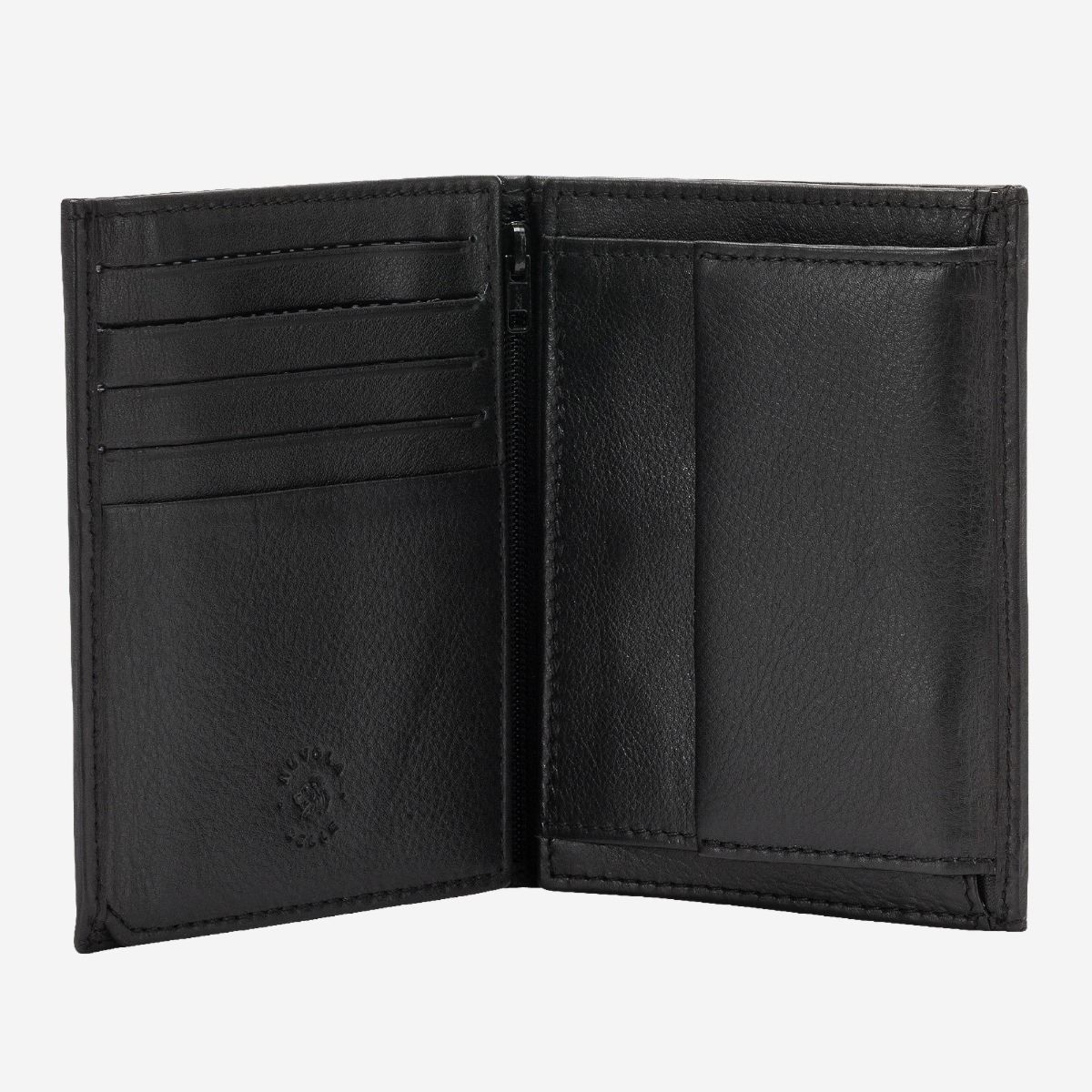 NUVOLA PELLE Vertical small leather wallet with coin pocket - Black