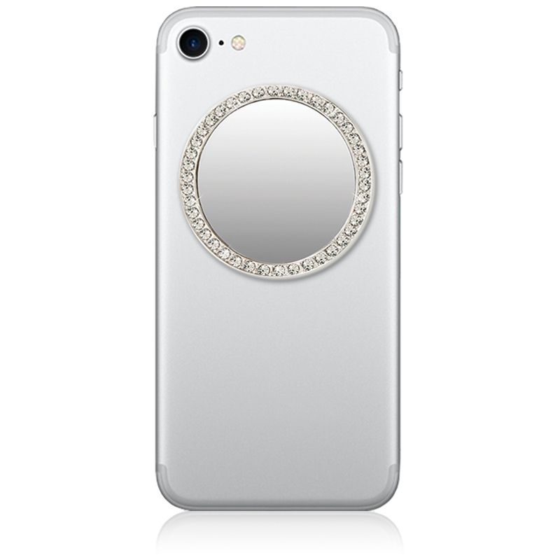 iDecoz Unbreakable Circle Phone Mirror - Silver with Crystals