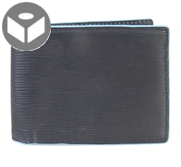 J.FOLD Heavy Grain Leather Wallet with Coin Pouch - Black / Blue Trim