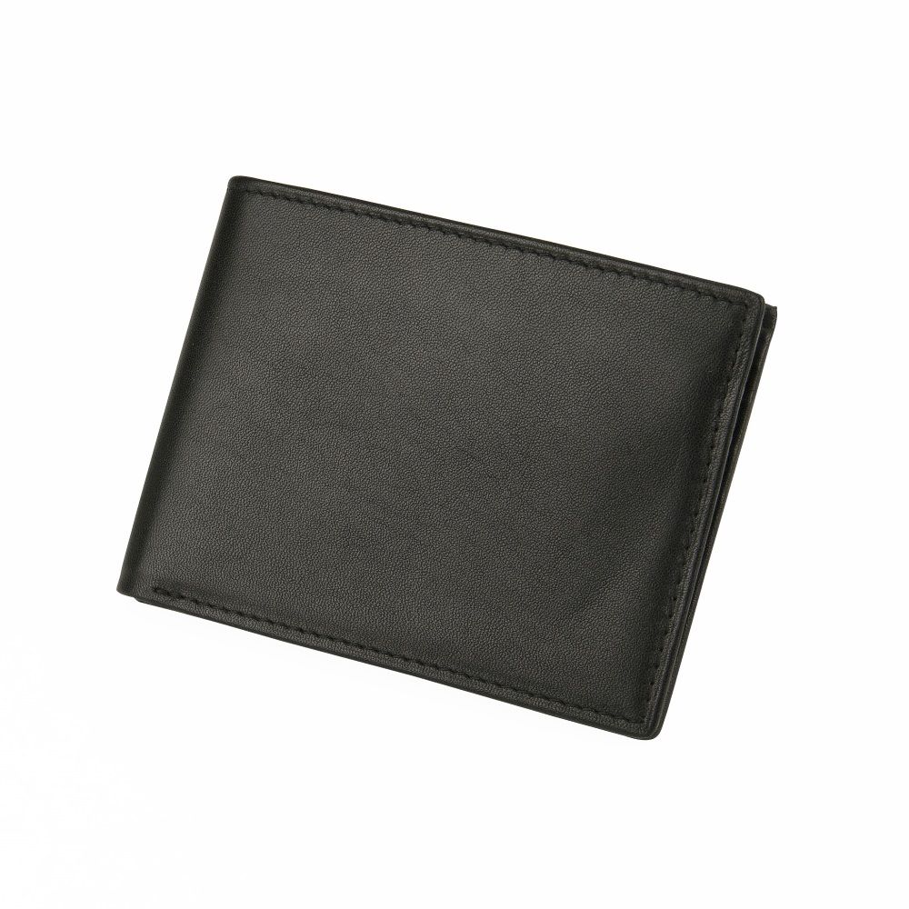 MUNDI Men's Leather Passcase Wallet With Removable Coin Pouch - Black