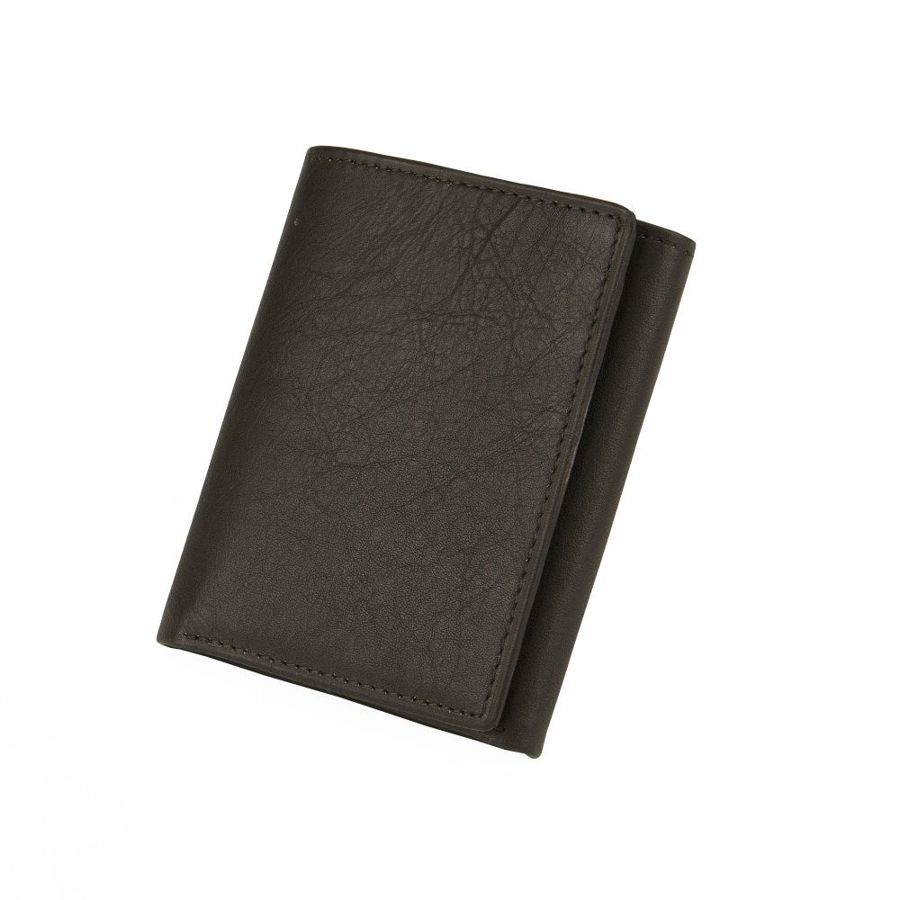 MUNDI Men's Pebble Leather Trifold Wallet - Brown