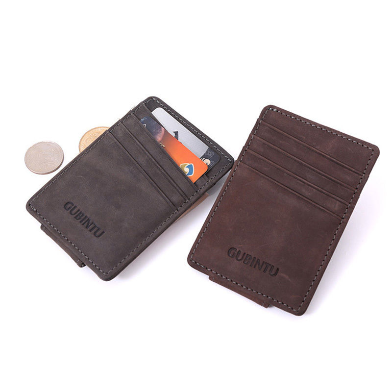 WALLET Leather Money Clip Wallet - Coffee