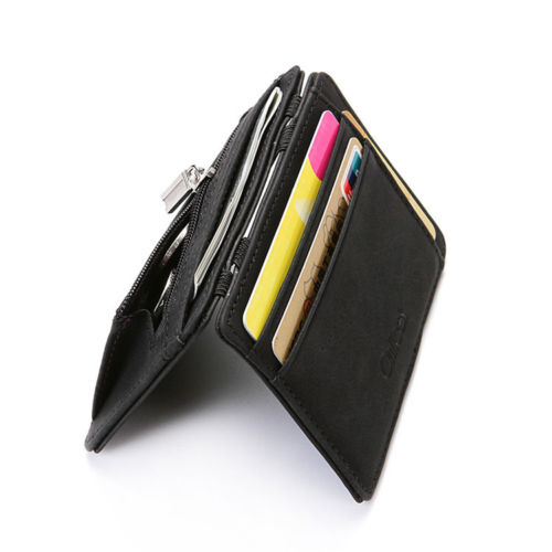 Black Minimalist Wallet With Coin Pocket 11.5x8.5