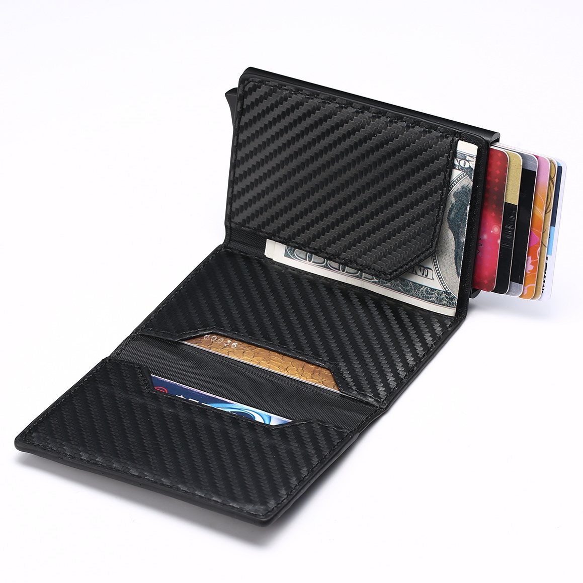WALLET Aluminum Wallet With PU Leather And Zipper - Blue | Wallets Online