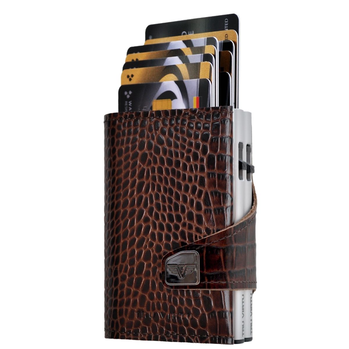 Buy Tru Virtu Textured Strap Card Holder, Brown Color Men