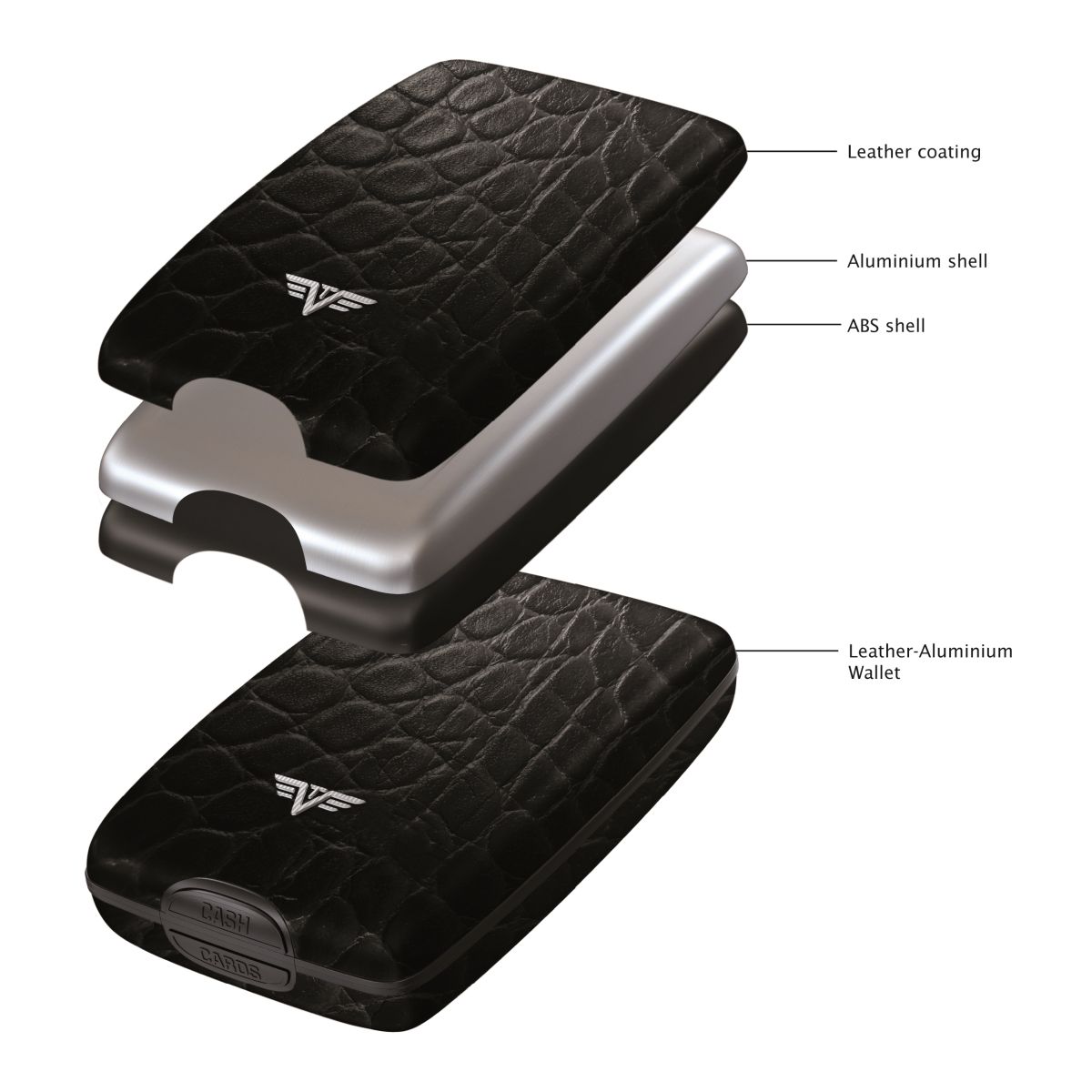 gras Buik feit TRU VIRTU Aluminum Wallet Oyster Cash & Cards - Leather Line Diagonal  Carbon Black - Wallets Brands