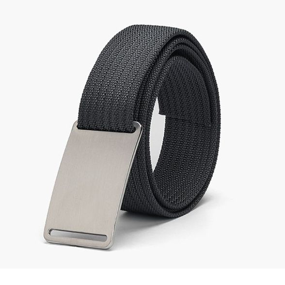 Grey Canvas Belt-Matte Black Belt Buckle