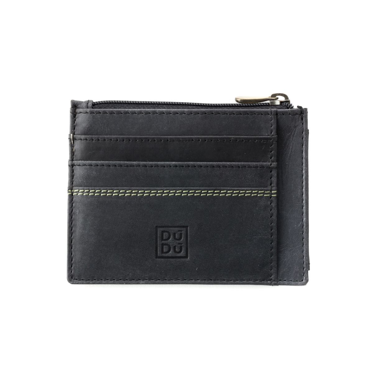 DuDu Slim Leather Credit Card Wallet - Black