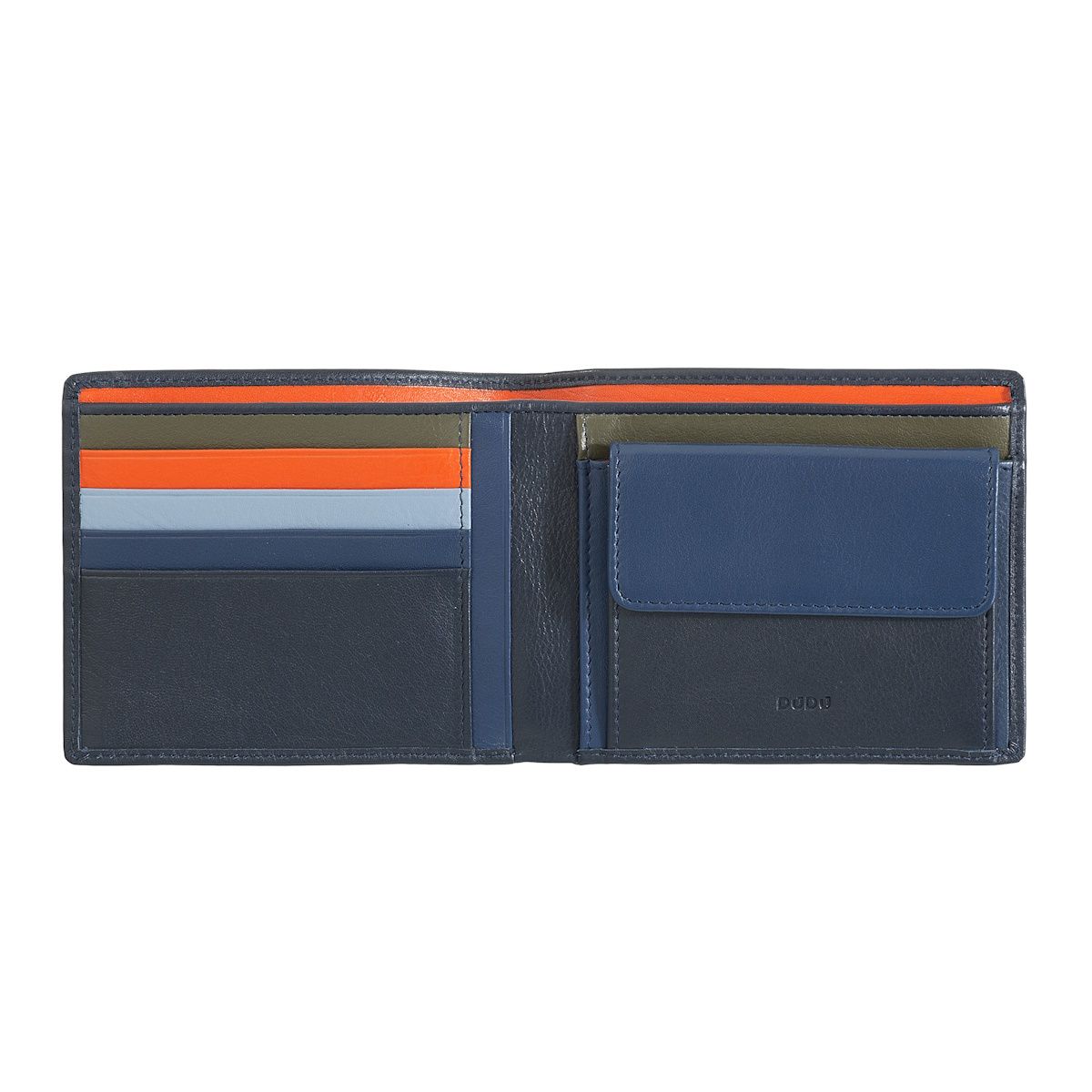 Slim Leather Multi Color Callet With Coin Purse - Navy