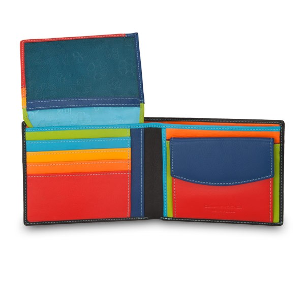 DuDu Leather classic multi color wallet with coin purse and inside flap with RFID - Black