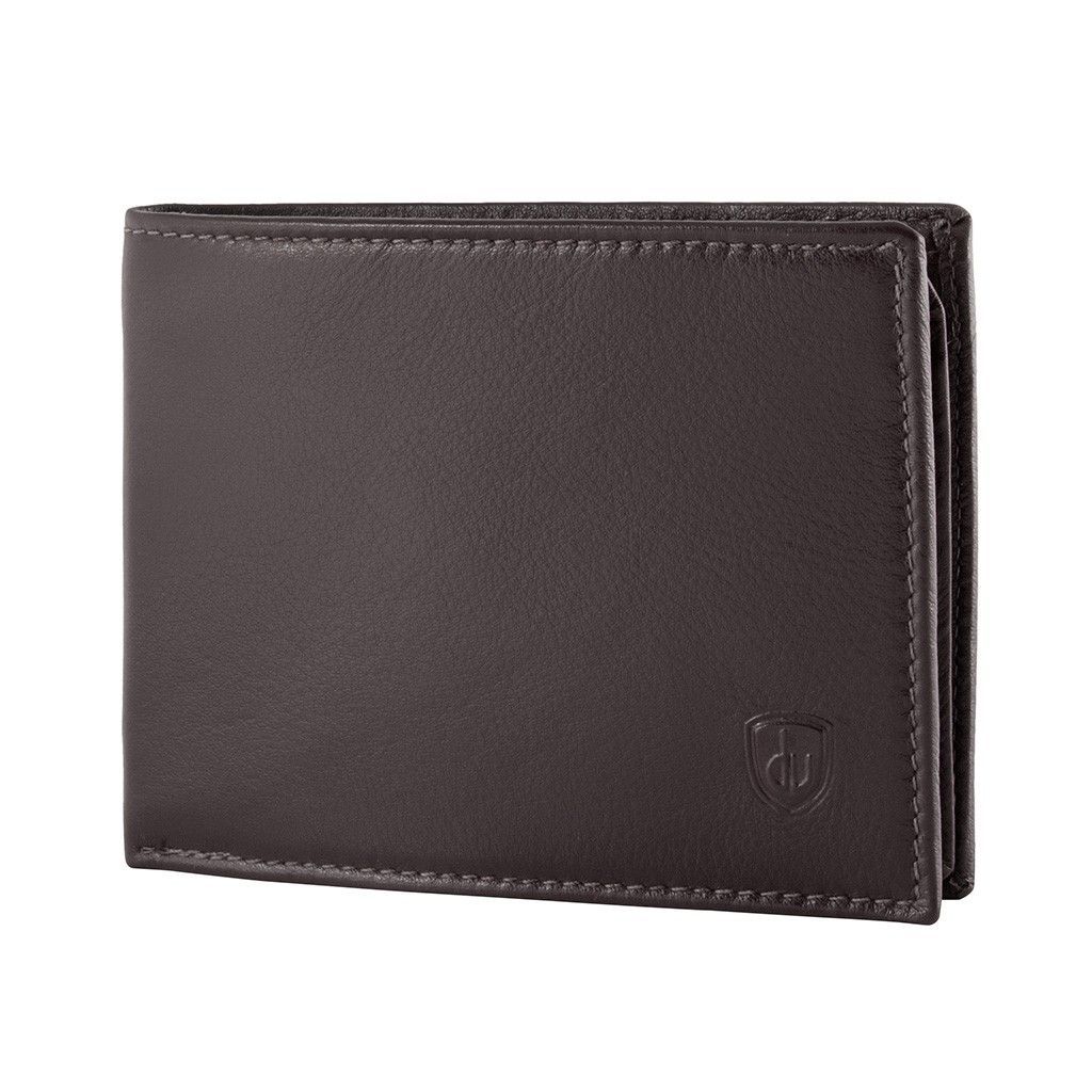 dv RFID Leather classic wallet with coin purse and inside flap - Dark Brown
