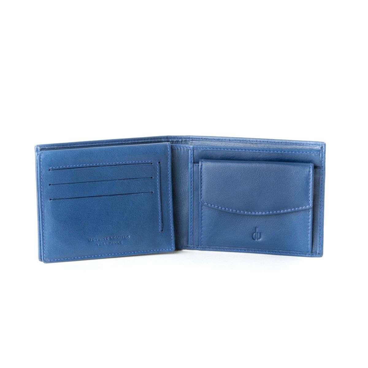 DuDu Leather classic multi color wallet with coin purse and inside flap -  Blue