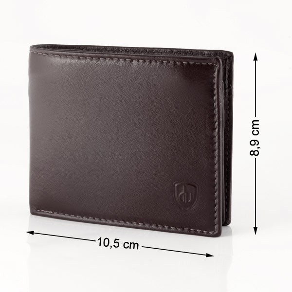 dv Leather wallet with coin purse and inside secret zip compartment Dark  Brown - Wallets Brands