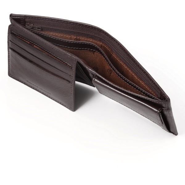 dv Leather wallet with coin purse and inside secret zip compartment Dark  Brown - Wallets Brands