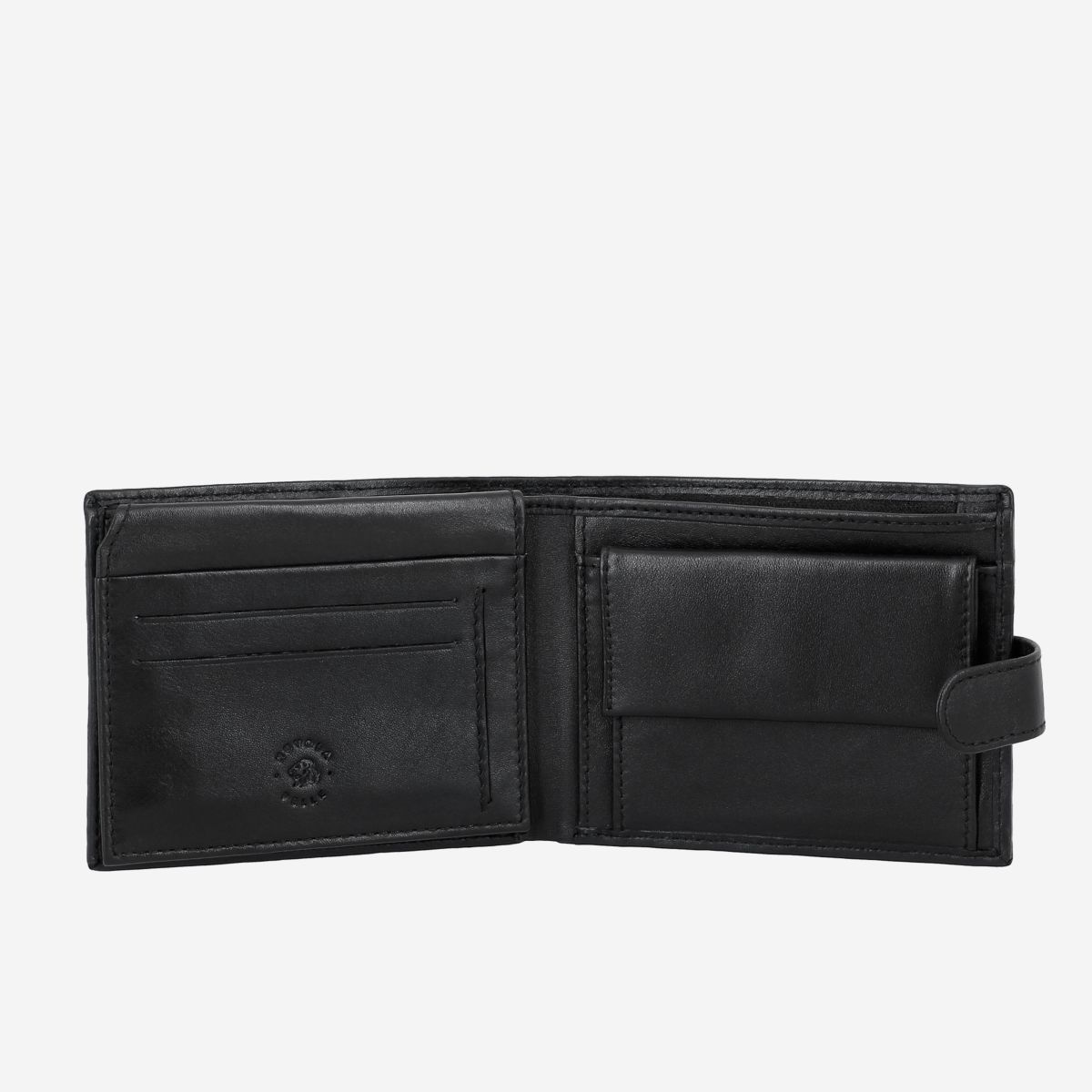 Nuvola Pelle Leather Men's Wallet with External Button Closure Internal Zip and Coin Purse