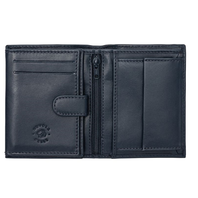 RFID Standard Men's Wallet with Coin Pocket Black-Blue