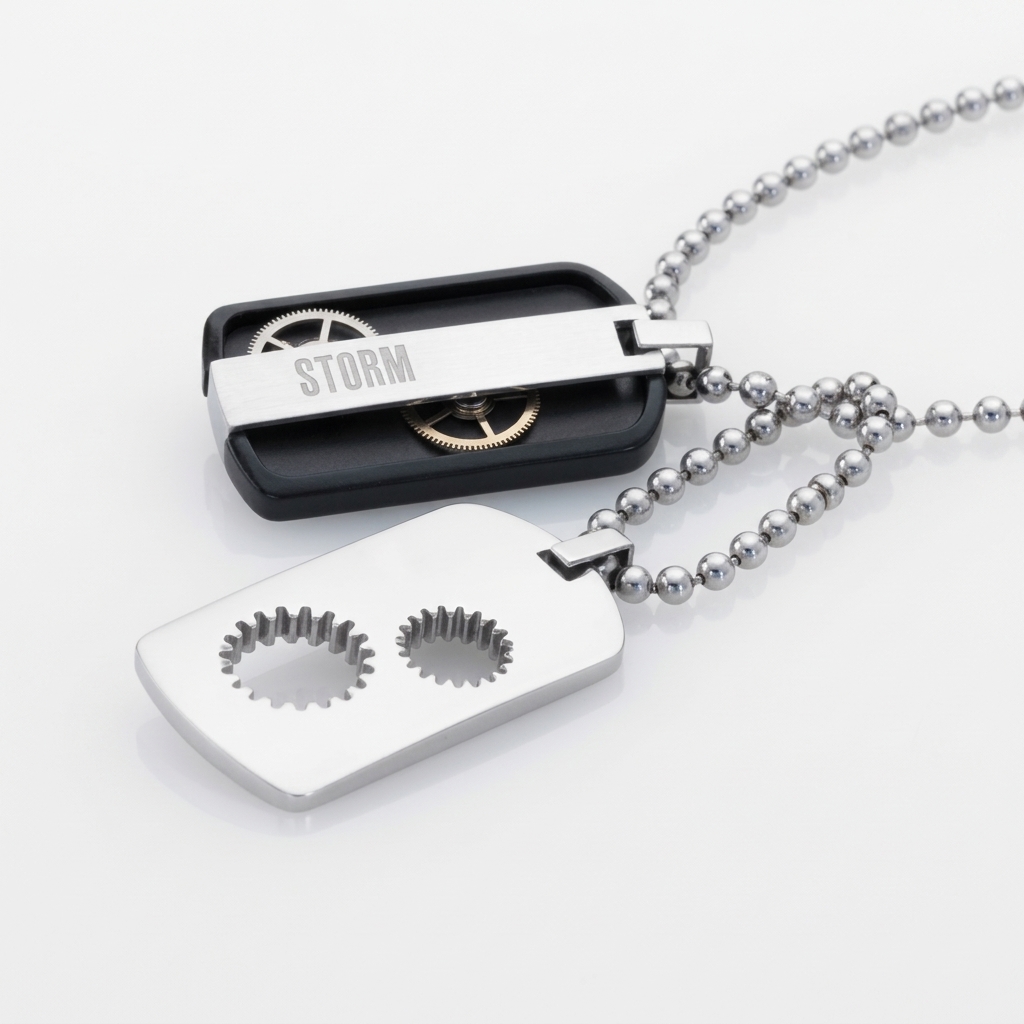 STORM London Cog Tag Pendant - Black